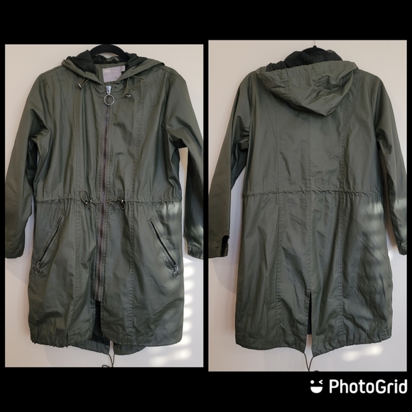 ASOS Fisherman Army Green Trench Coat  size 2 - Picture 5 of 16